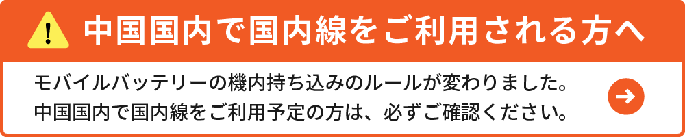 中国国内で国内線をご利用される方へ