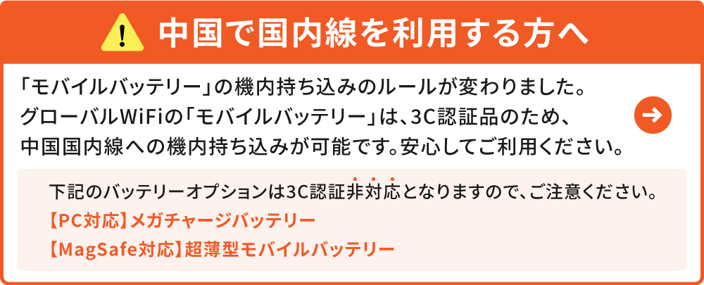 中国国内で国内線をご利用される方へ