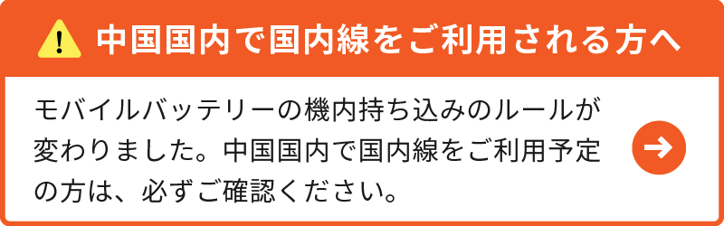 中国国内で国内線をご利用される方へ