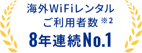 海外WiFiレンタルご利用者数8年連続Np.1