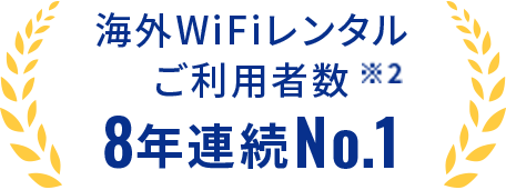 海外WiFiレンタルご利用者数8年連続Np.1