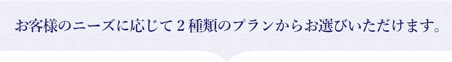 お客様のニーズに応じて2種類のプランからお選びいただけます。