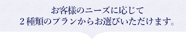 お客様のニーズに応じて2種類のプランからお選びいただけます。