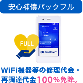 WiFi機器などの修理代金・再調達代金100％免除。
