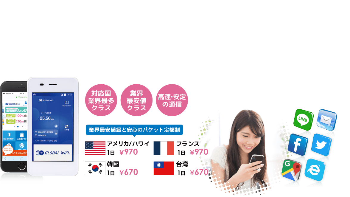 海外でも、いつものスマホで快適インターネット