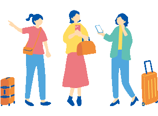 女性グループ旅行のイメージイラスト