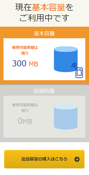 追加容量の購入