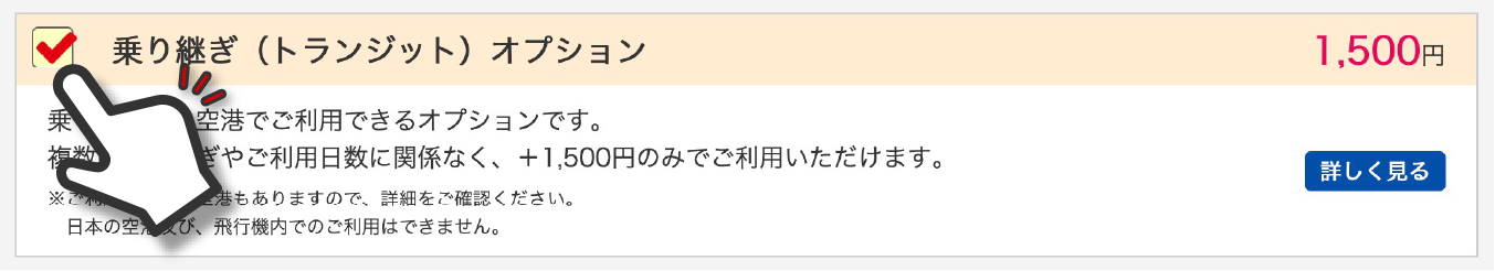 乗り継ぎ(トランジット)オプション