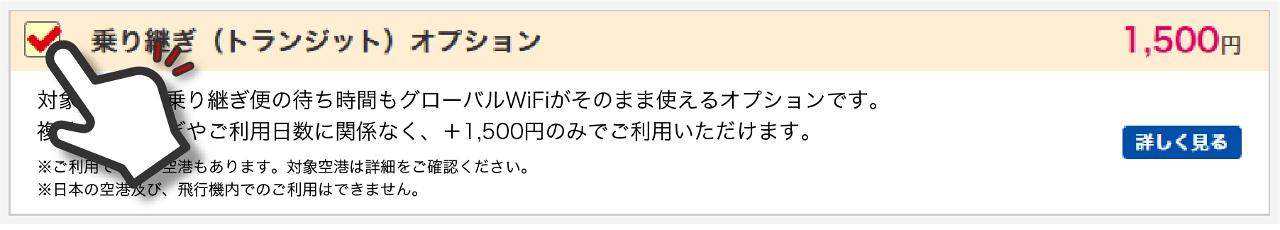 乗り継ぎ(トランジット)オプション