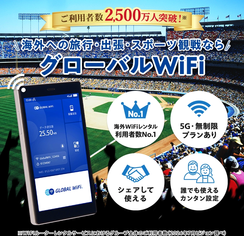 公式】海外WiFiレンタルならグローバルWiFi｜9年連続No.1
