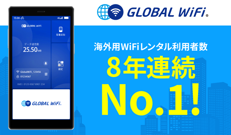 グローバルWiFiとは？海外でインターネットが利用できるWiFiルーターのレンタルサービスです。