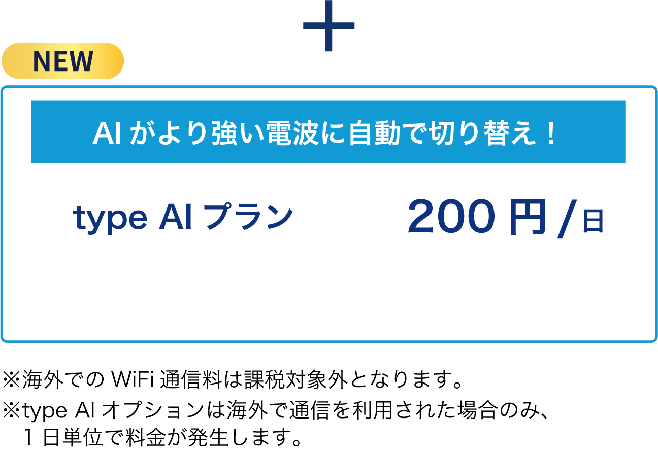 type AIプラン 200円/日 AIがより強い電波に自動で切り替え
