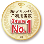 海外WiFiレンタルご利用者数 8年連続No.1